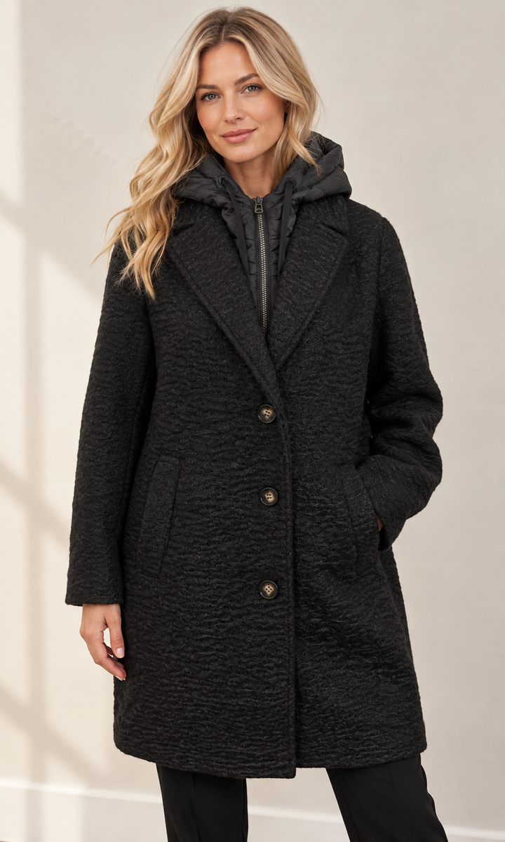 Removable Hood Layered Coat