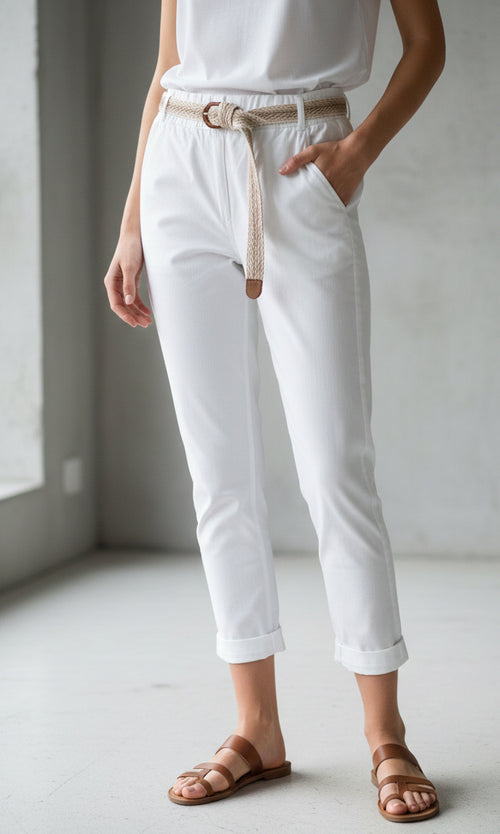 Rope Belt Slim Ankle Pant