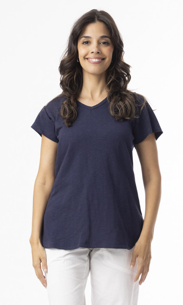 Classic V-Neck Knit Tee