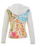 Colorful animal print hoodie on a white background