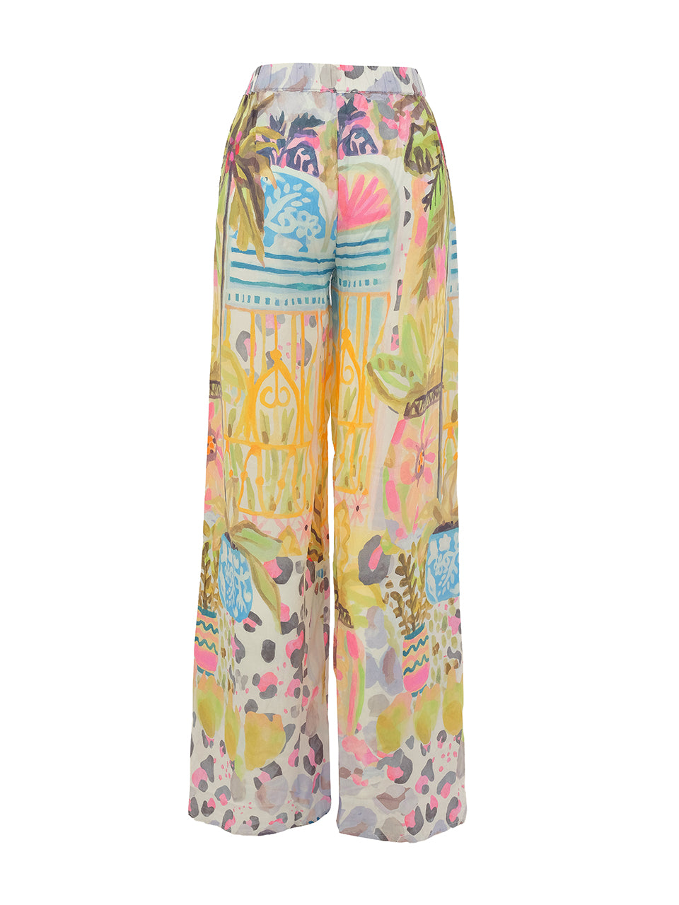 Tropical Leopard Print Wide Leg Pant