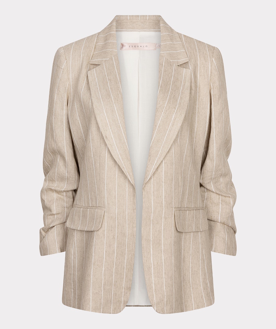 Linen Blend Pinstripe Blazer