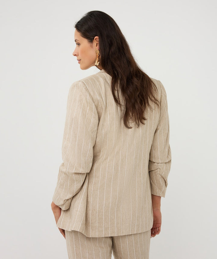 Linen Blend Pinstripe Blazer