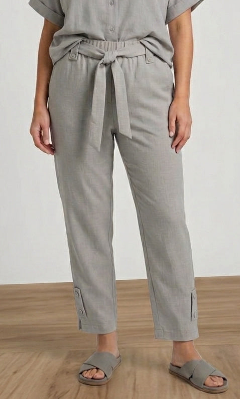 Ankle-Length Pant with Button Hem Detail
