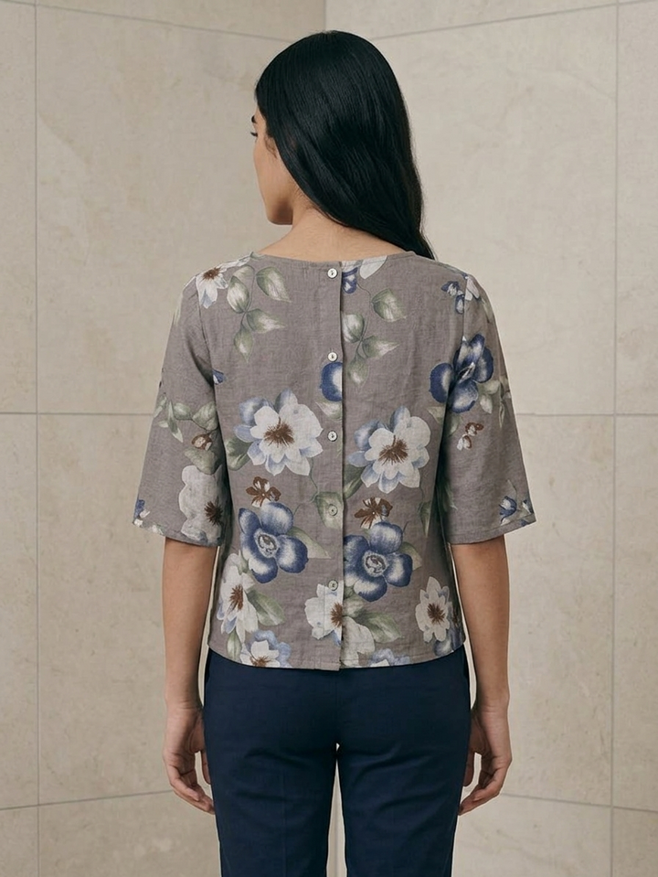 Cotton Floral Print Boxy Tee