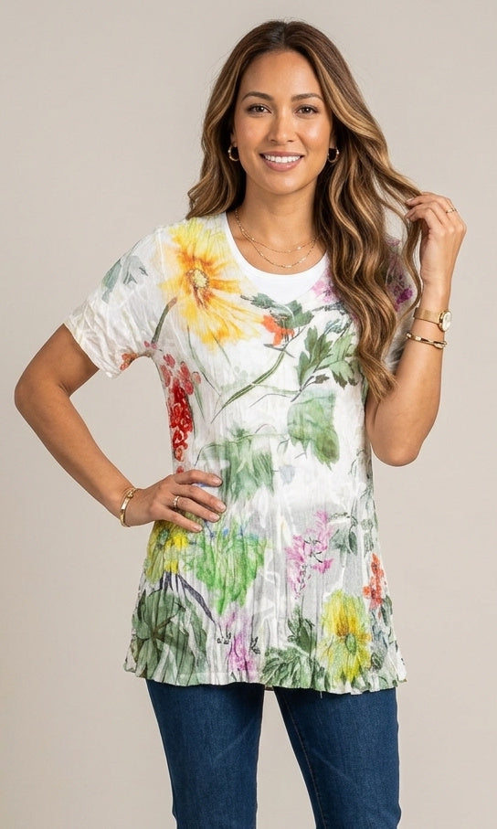 Garden Sketch Pleated Top