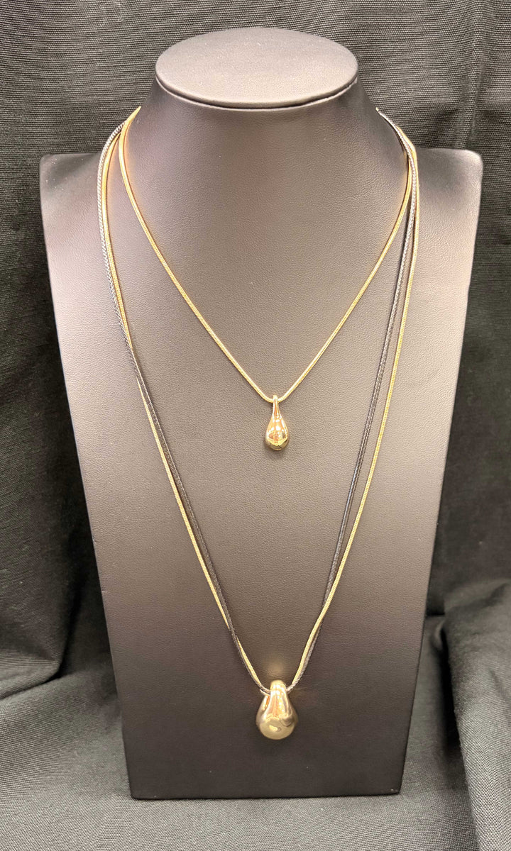 Teardrop Pendant Layered Necklace