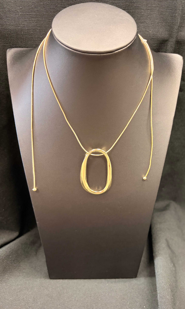 Open Oval Pendant Adjustable Necklace