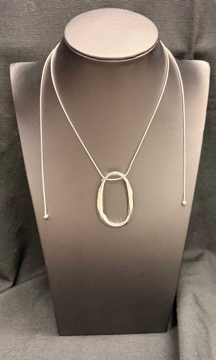 Open Oval Pendant Adjustable Necklace