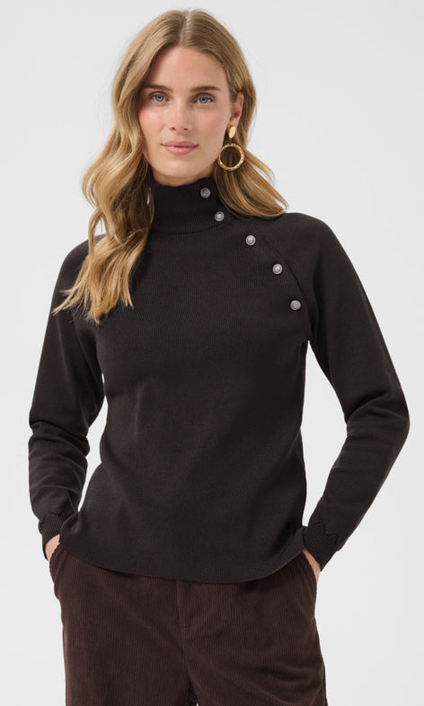 Button Detail Mock Neck Sweater