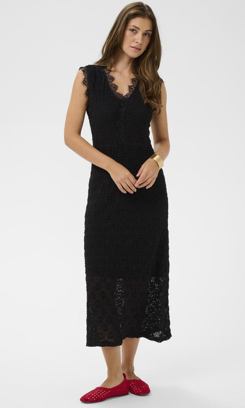 Lace Detail Sleeveless Midi Dress