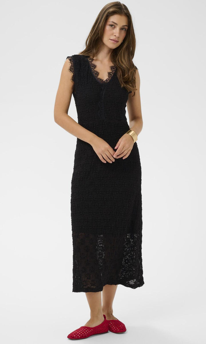 Lace Detail Sleeveless Midi Dress