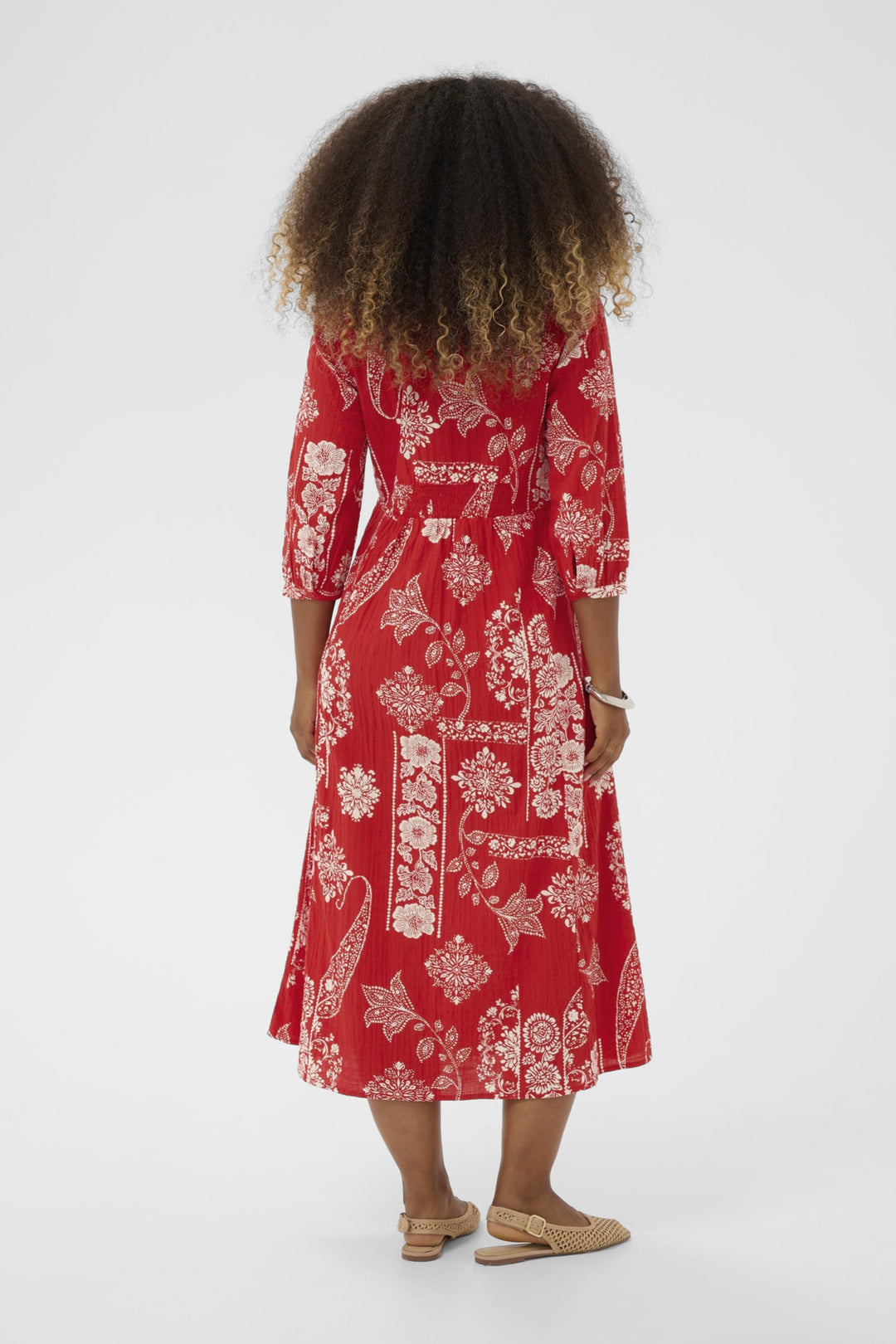 Paisley Print Cotton Midi Dress