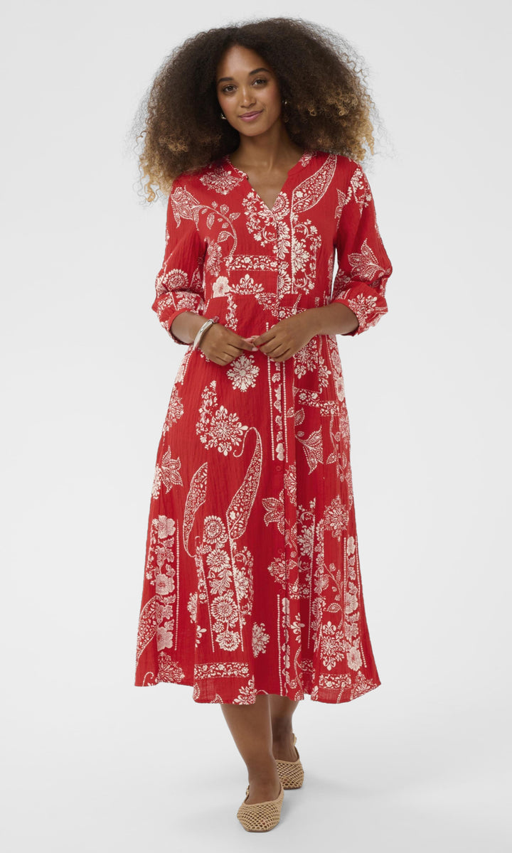 Paisley Print Cotton Midi Dress