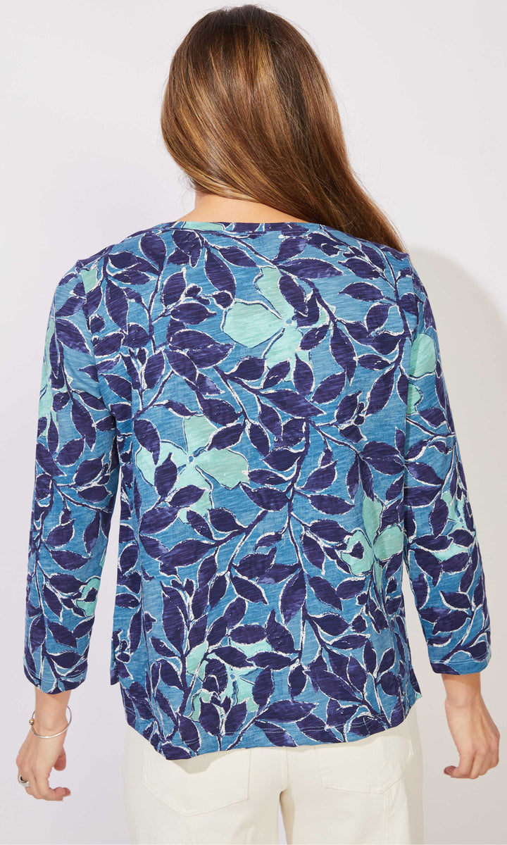 Leaf Print 3/4 Sleeve Top