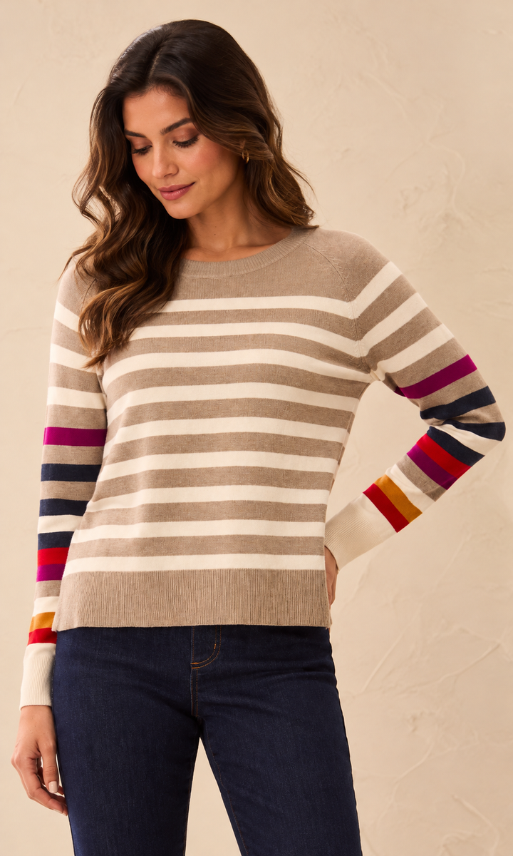 Contrast Stripe Raglan Sweater