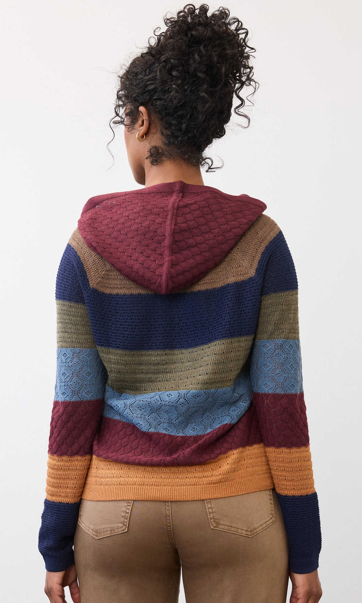 Mixed Stitch Colourblock Hooded Sweater