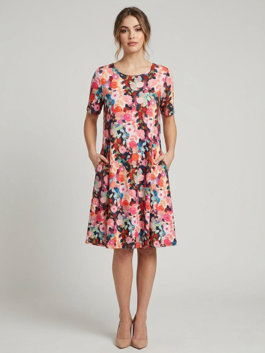 Short Sleeve Swing Dress