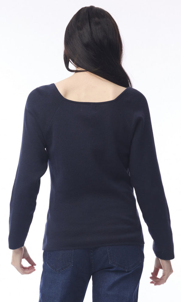 Square Neck Cotton Knit Top