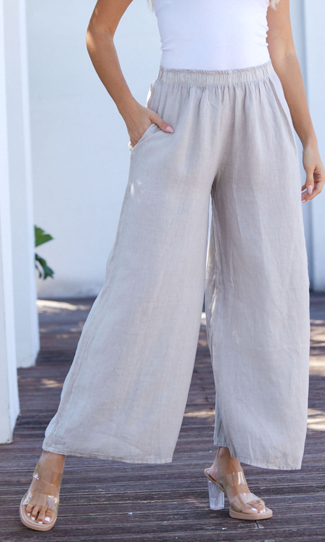 Relaxed Linen Wide Leg Pant