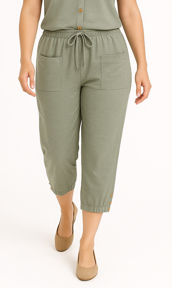 Relaxed Drawstring Cropped Pants