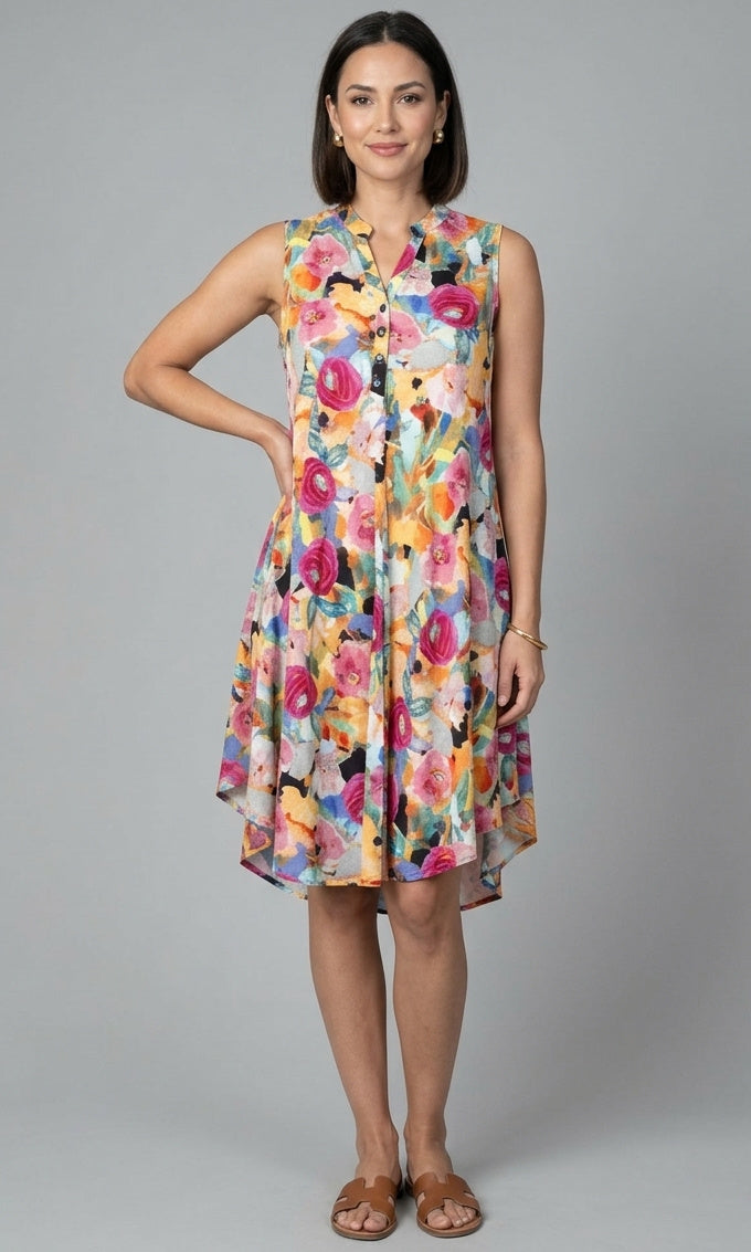 Floral Print Sleeveless Midi Dress