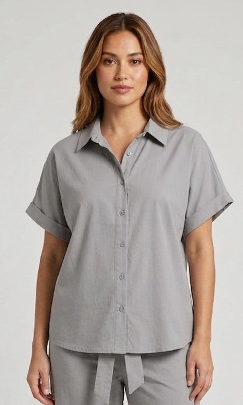 Short Sleeve Button-Front Shirt