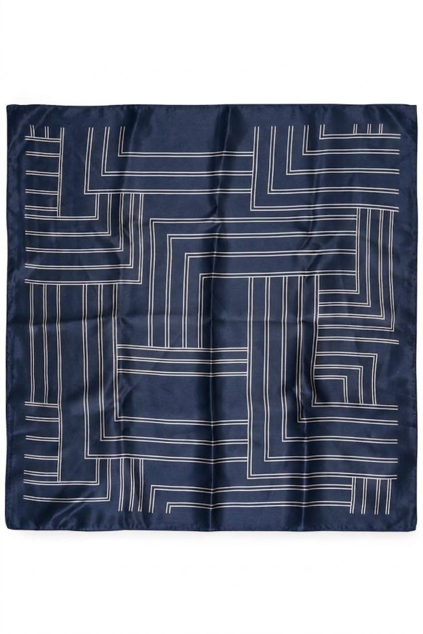 Geometric Line Print Silk Scarf