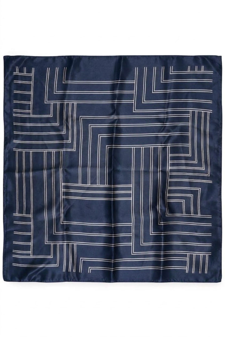 Geometric Line Print Silk Scarf