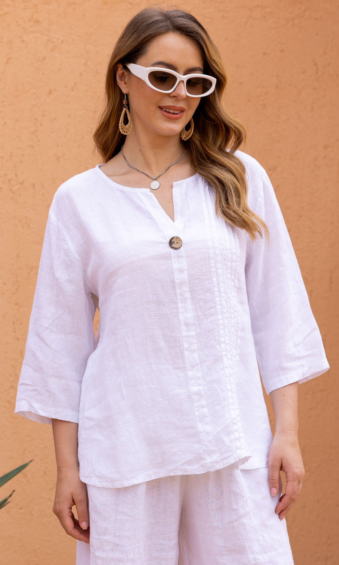 Button Detail Linen Top