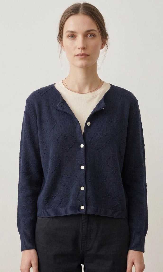 Heart Motif Button-Front Cardigan