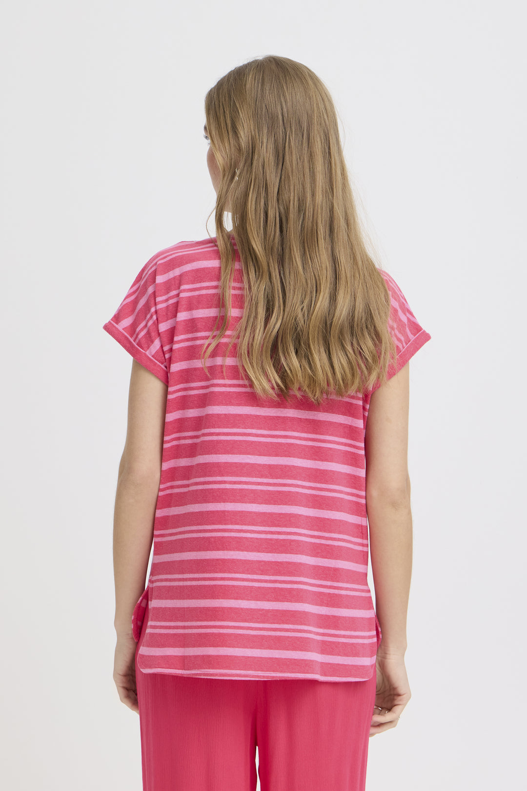 Striped Short Sleeve Relaxed Fit Knit Top