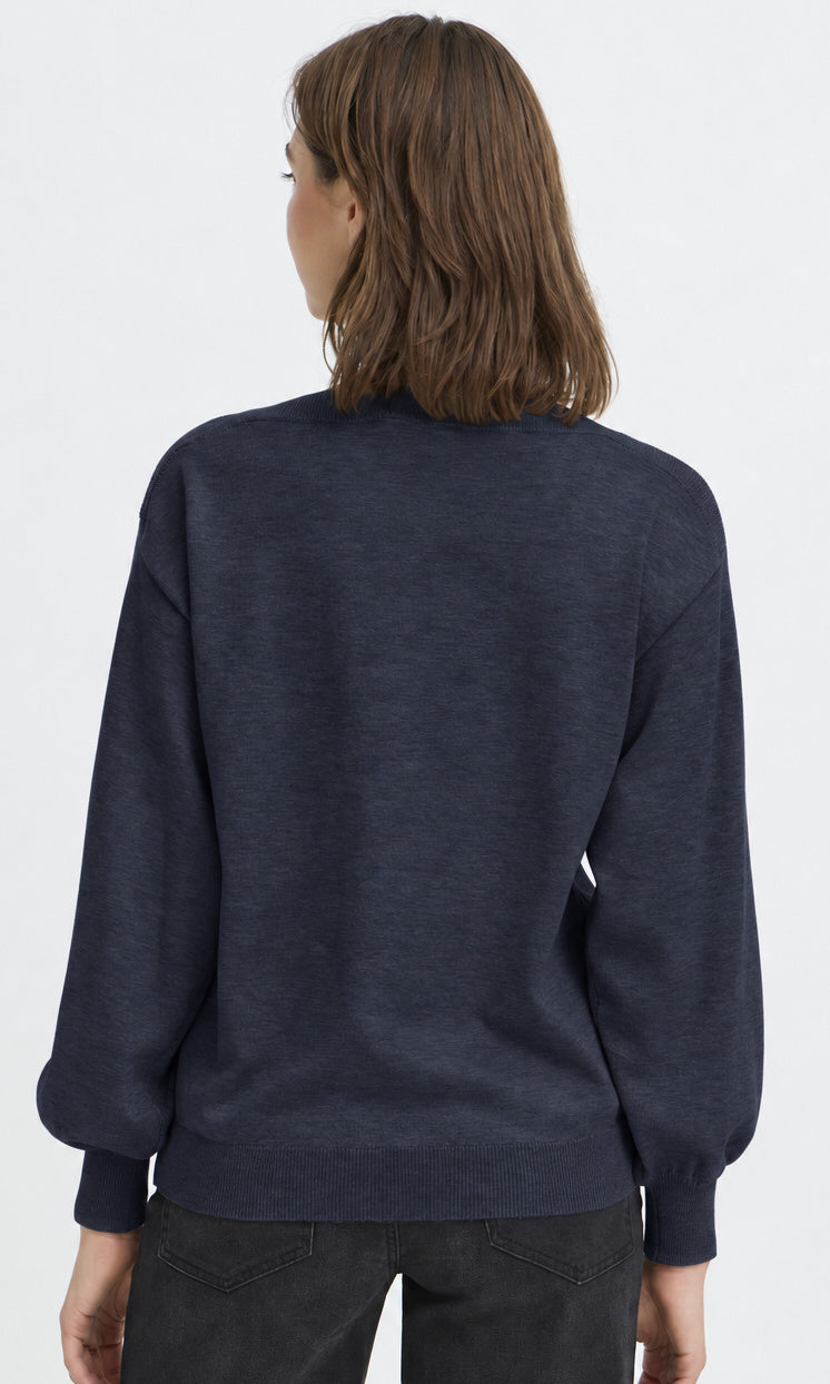 Bateau Neck Balloon Sleeve Sweater
