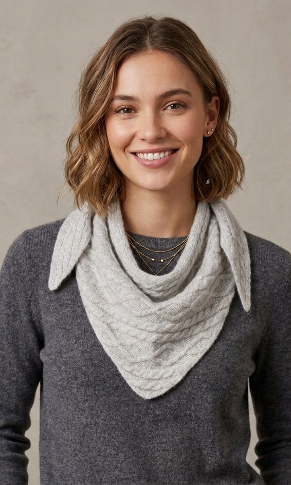 Cable Knit Triangle Scarf