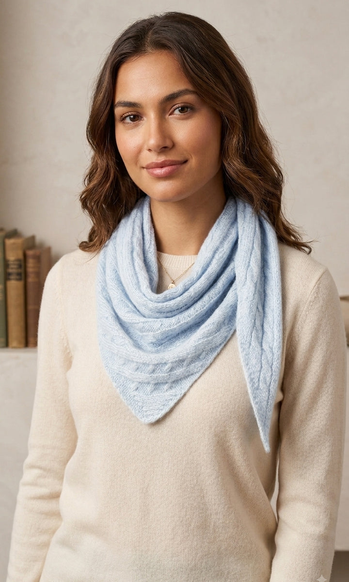 Cable Knit Triangle Scarf