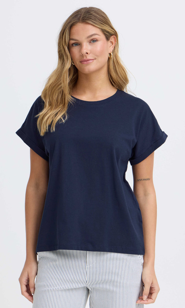 Rolled Sleeve Crew Neck Tee