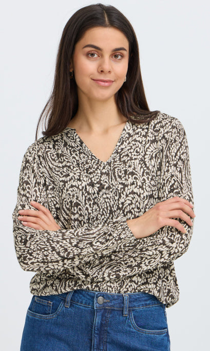 Printed V-Neck Top
