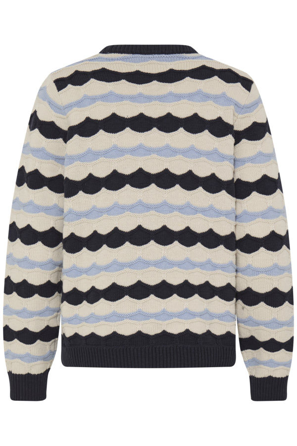 Scallop Stripe Textured Knit Sweater