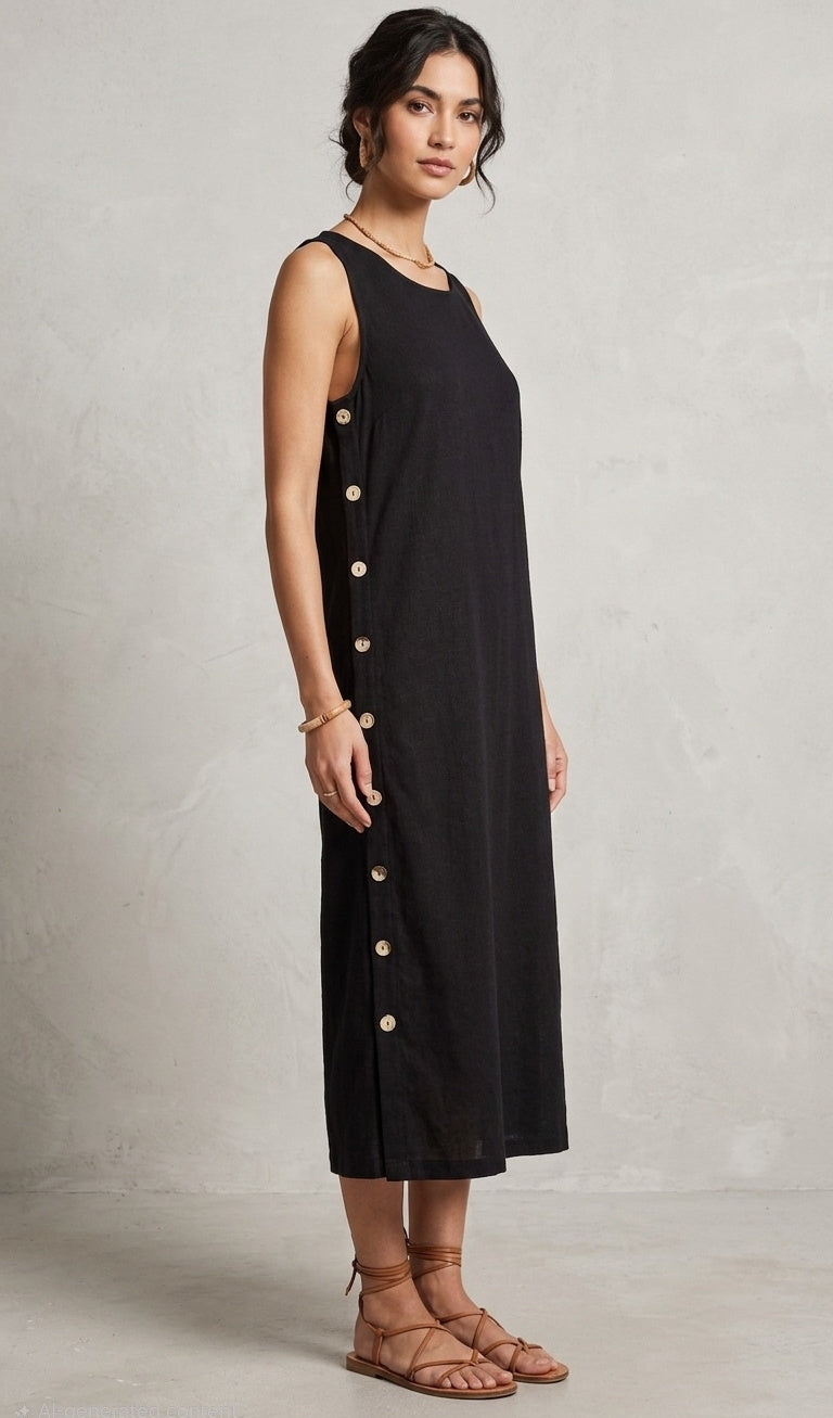 Side Button Maxi Dress