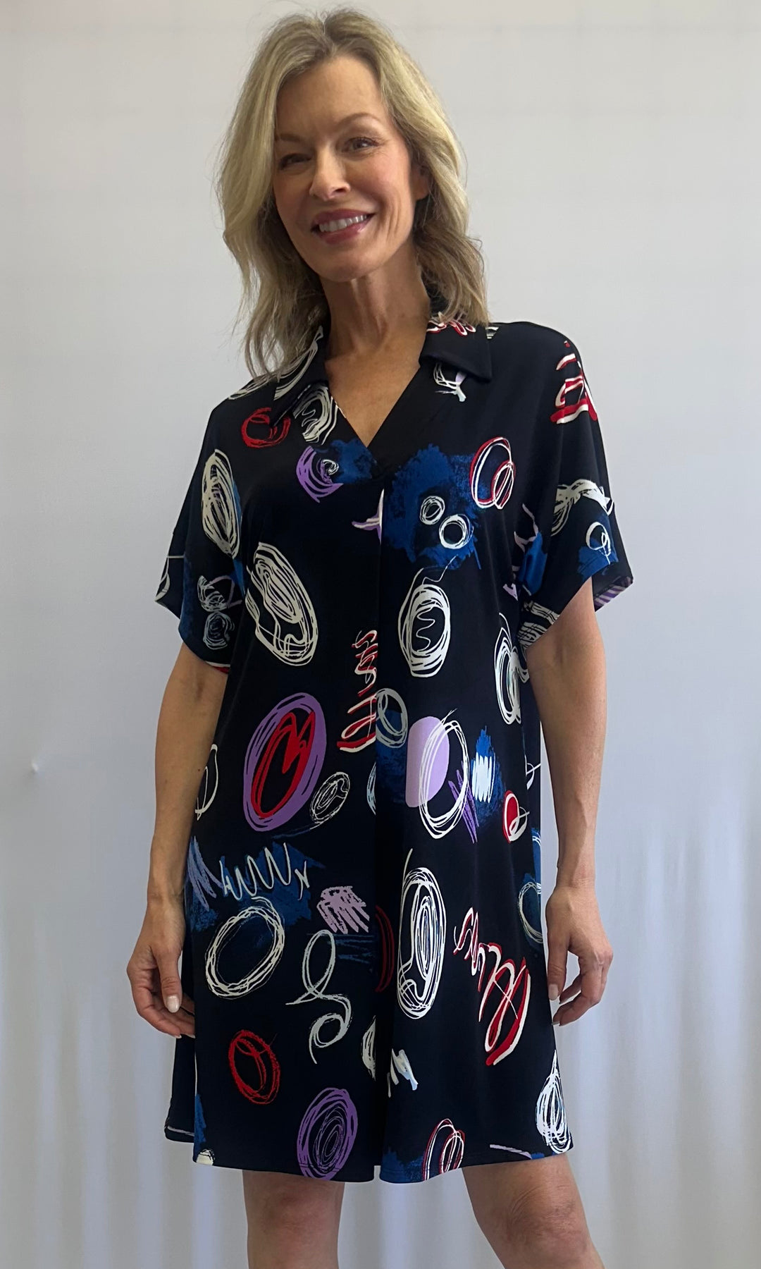 Abstract Print Shirt Dress