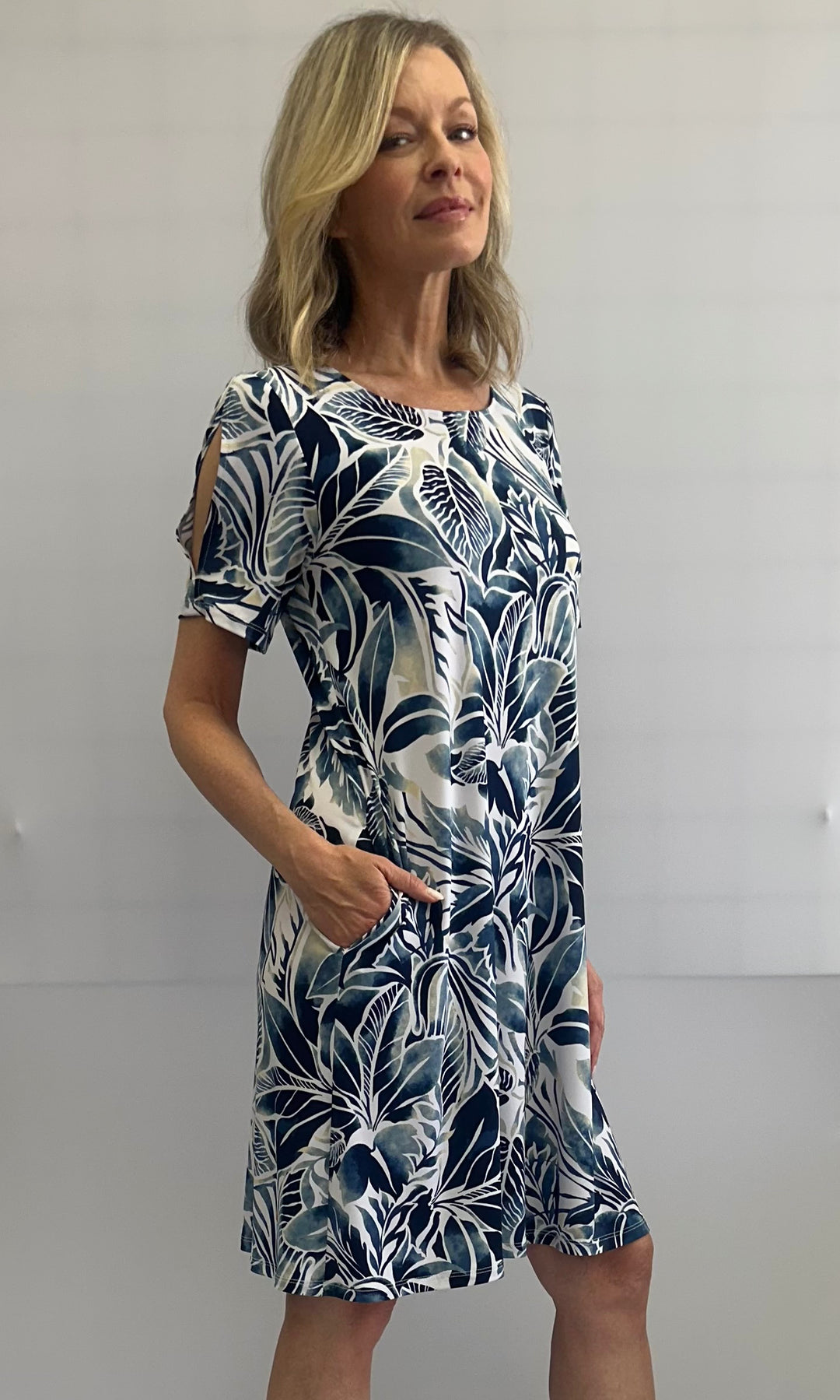 Tropical Split Sleeve Dress