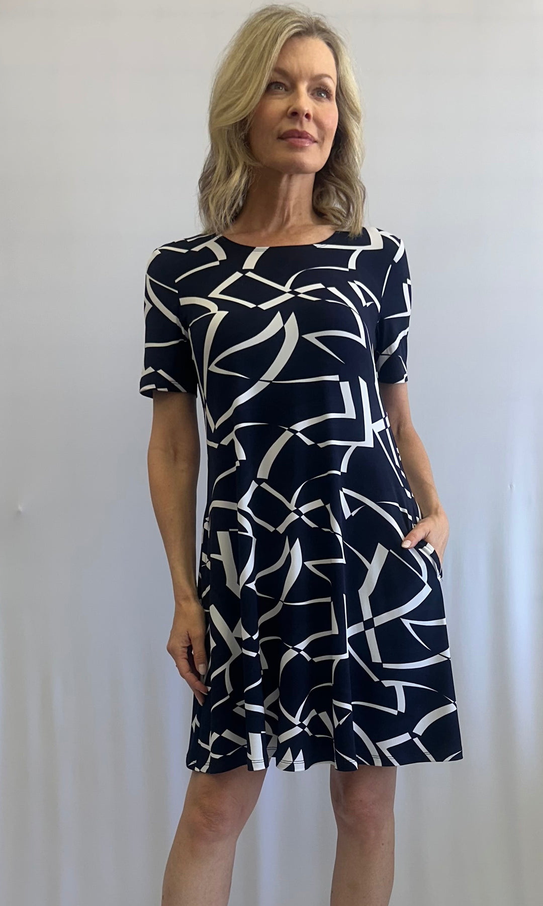 Abstract Print A-Line Dress