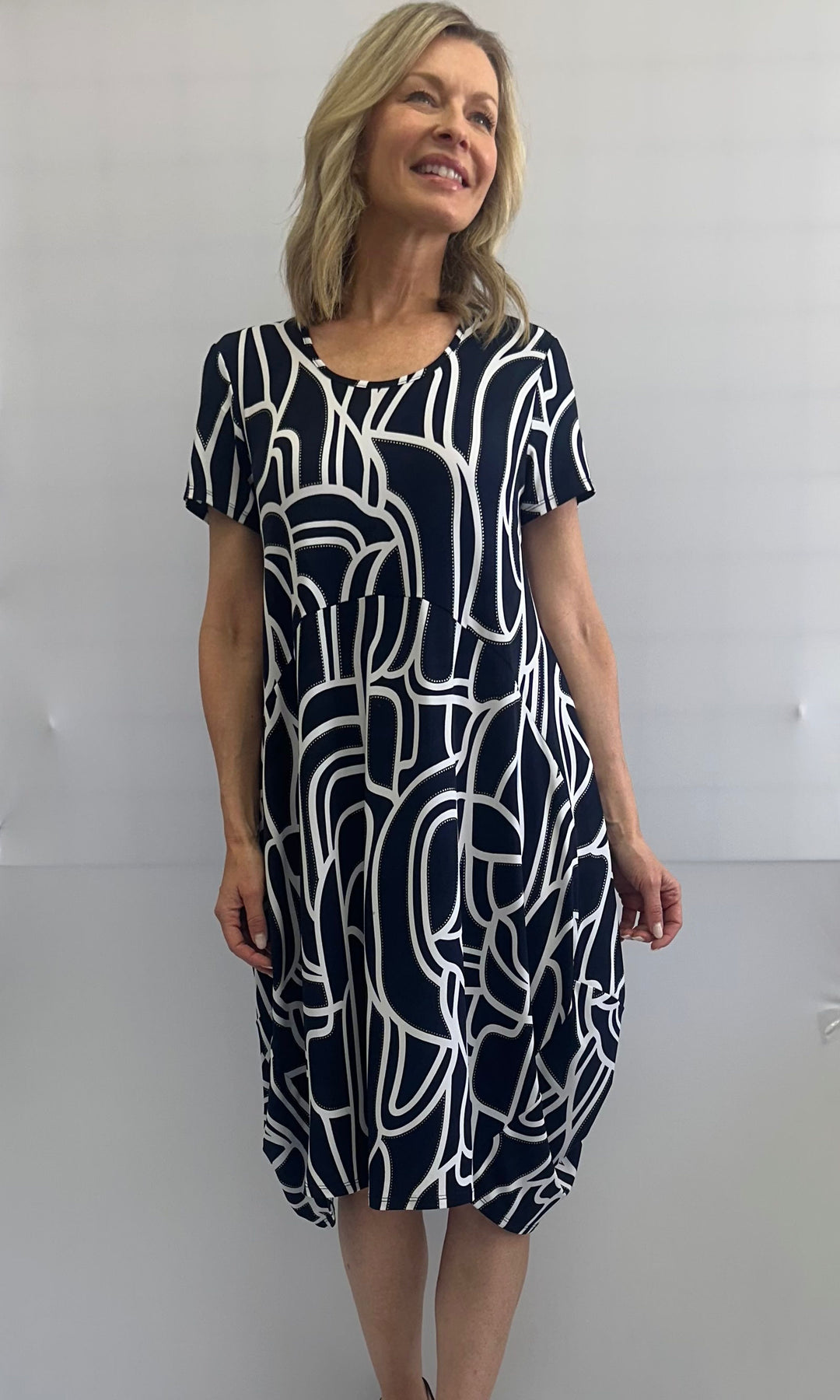 Abstract Bubble Hem Dress
