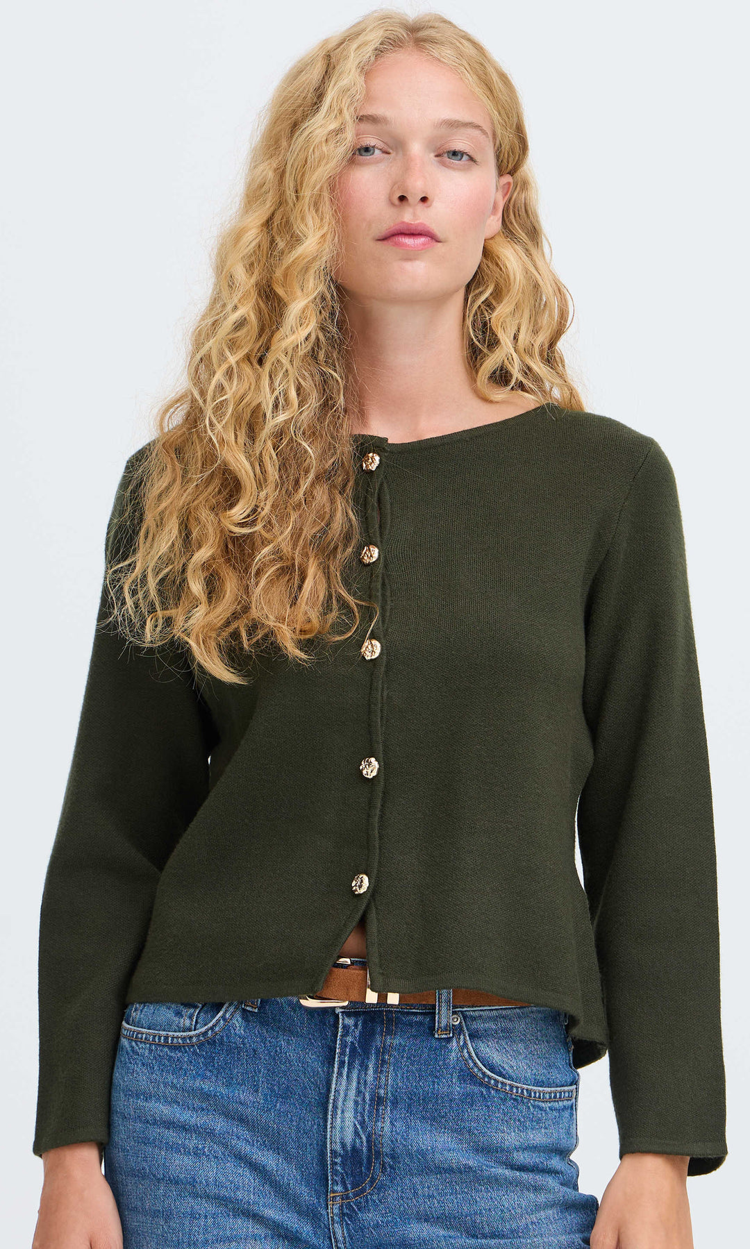 Jewel Button Peplum Cardigan