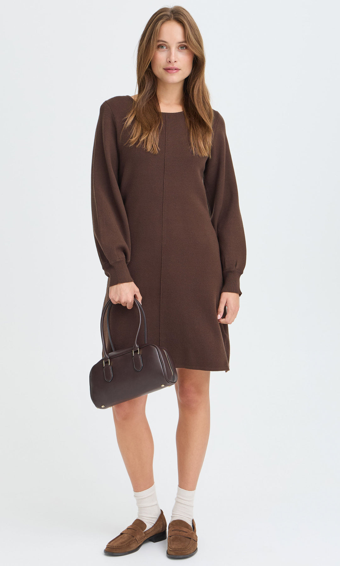 Centre Seam Balloon Sleeve Knit Dress