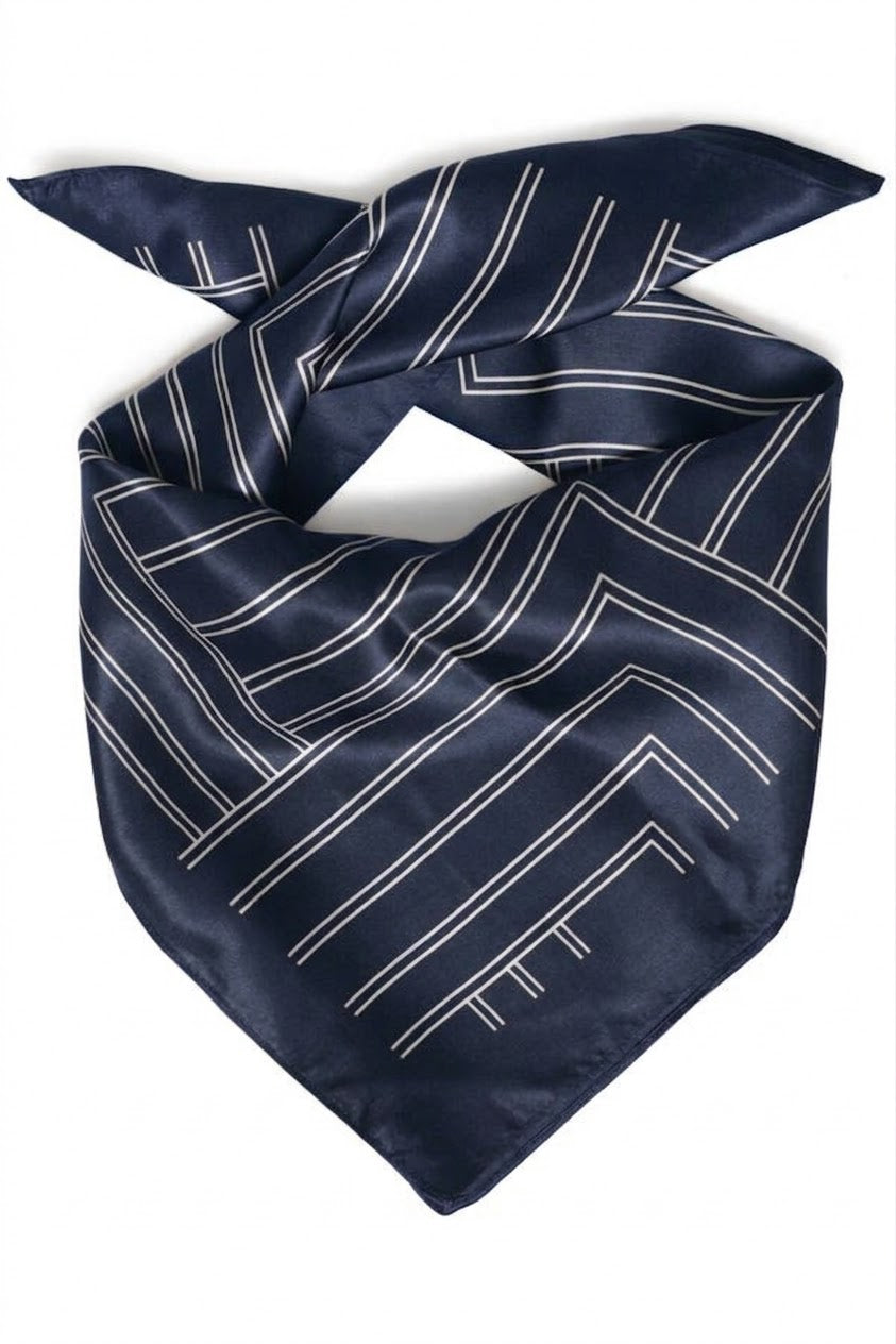 Geometric Line Print Silk Scarf