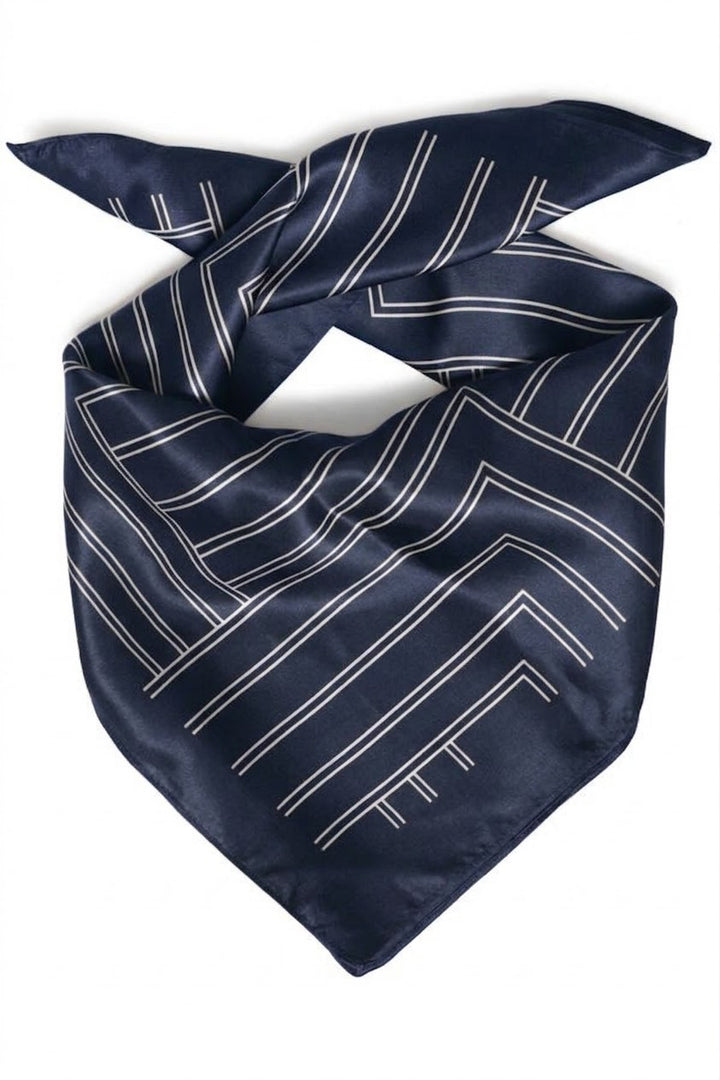 Geometric Line Print Silk Scarf