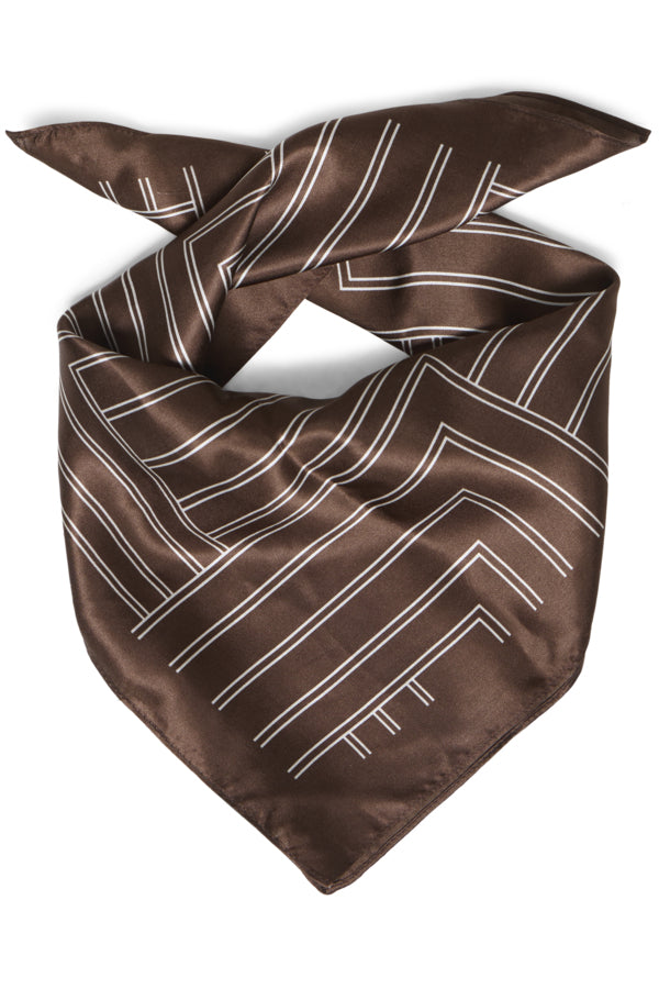 Geometric Line Print Silk Scarf