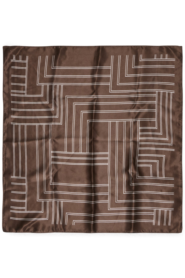 Geometric Line Print Silk Scarf