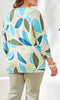 Abstract Leaf Print 3/4 Sleeve Knit Pullover